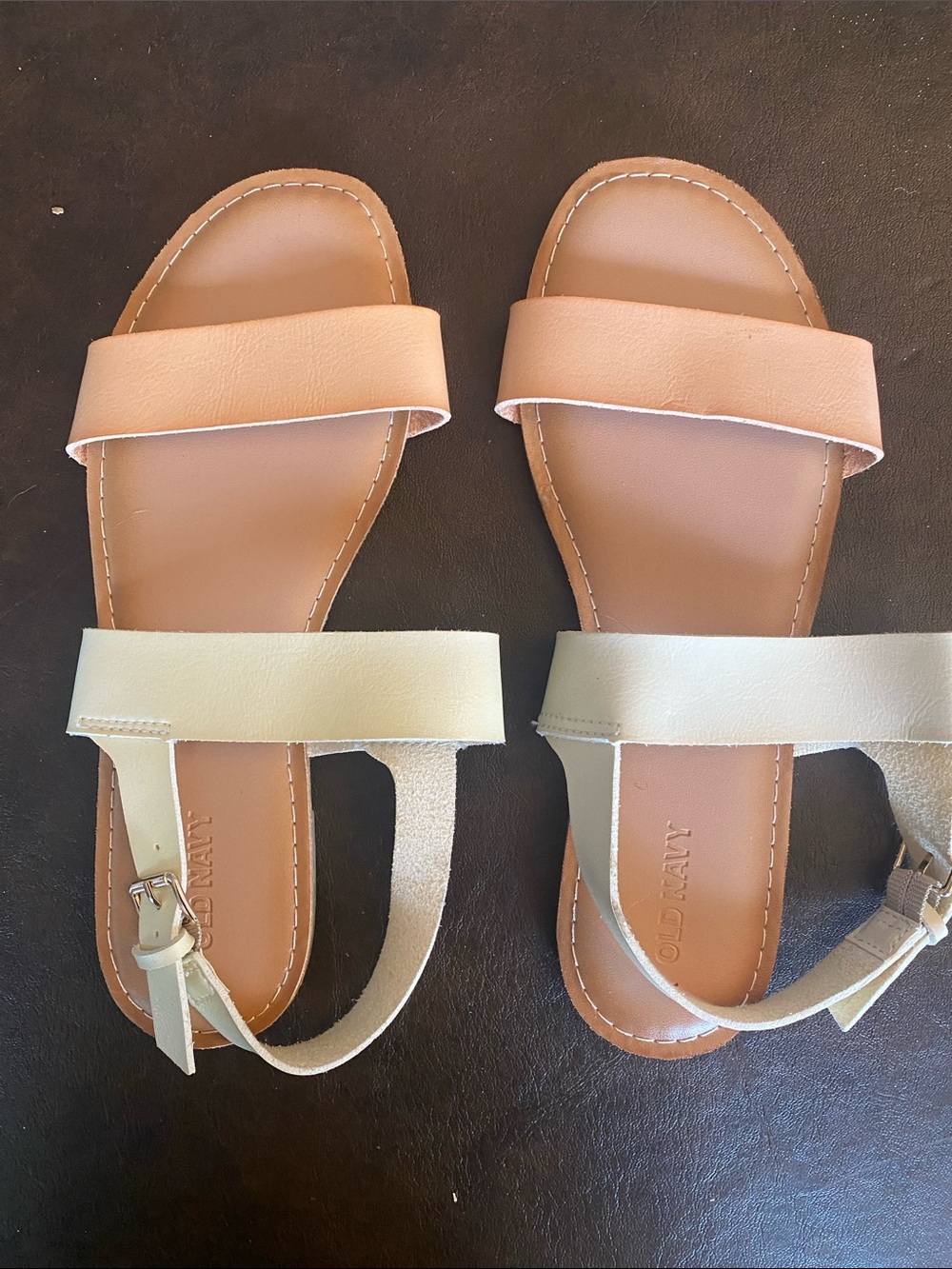 Old Navy Tan and Cream Two-Strap Women's Sandals